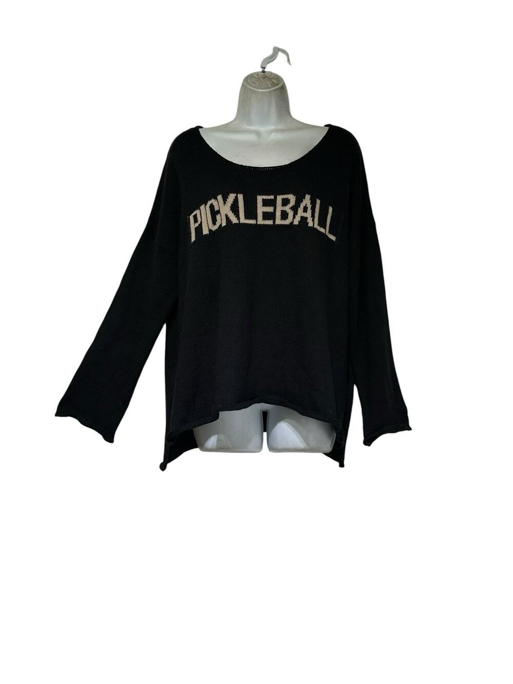 Miracle Pickleball black Lightweight knit logo Sweater Size L